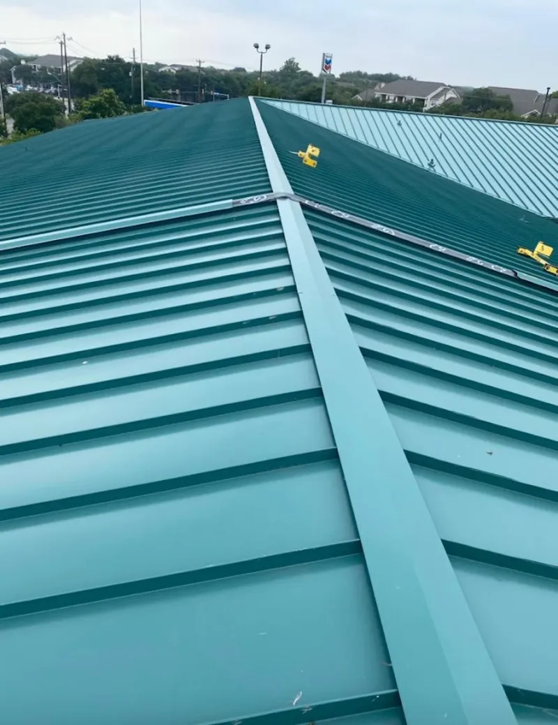Green commercial metal roof ridge and valley for Metal Roof Repair in East Hanover